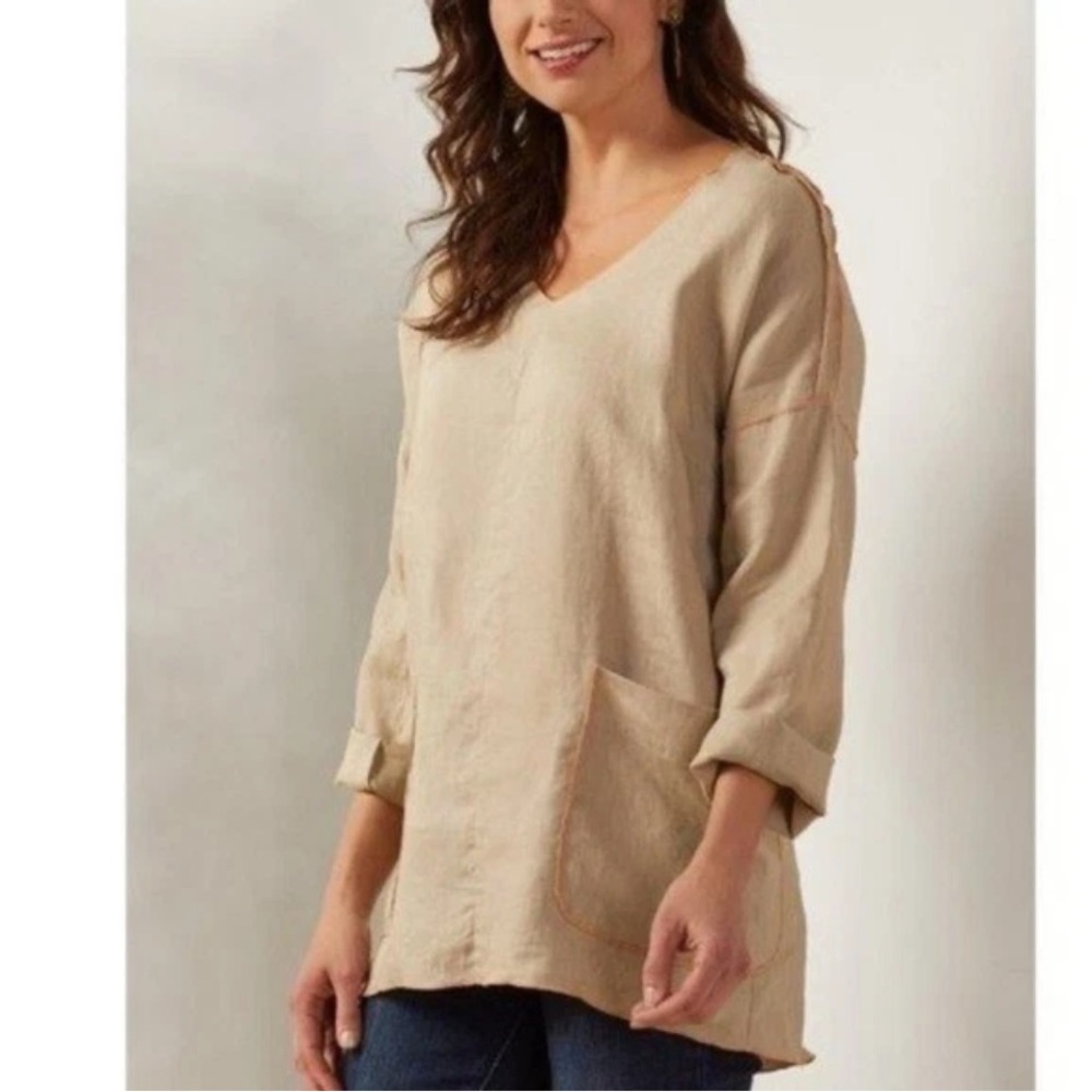 Soft Surroundings Beige V-Neck Tunic